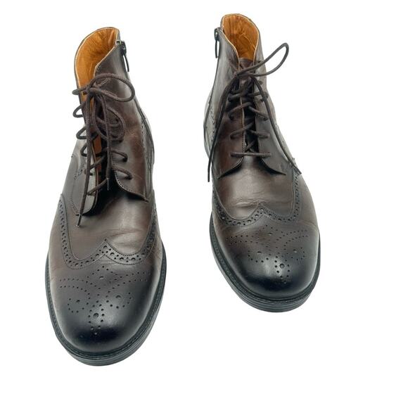MEN\'S Brown Leather Lace Up Wingtip Brogues Ankle Boot Dress Shoes - SIZE 10.5 main image 4